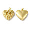 Rack Plating Brass Locket Pendants, Heart Charm, Cadmium Free & Lead Free, Long-Lasting Plated, Real 18K Gold Plated, 26.5x25.5x7mm, Hole: 4.5x7mm
