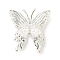 Brass Cubic Zirconia Beads, Long-Lasting Plated, Lead Free & Cadmium Free, Butterfly, Silver, 23x21x7mm, Hole: 3mm