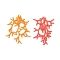 2Pcs 2 Colors Handmade Glass Seed Beaded Coral Pendants, with 304 Stainless Steel Open Jump Rings Loop, Mixed Color, 42x25x2.5mm, Hole: 2.5mm, 1pc/color