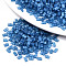 2-Hole Baking Paint Glass Seed Beads, Transparent Frosted  Colours Rainbow, Rectangle, Steel Blue, 4.5~5.5x2x2~2.5mm, Hole: 0.5~0.8mm, about 2000pcs/bag