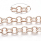 Iron Rolo Chains, Unwelded, with Spool, Textured, Rose Gold, Link: 8x1.5mm, about 39.37 Feet(12m)/roll