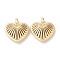 Brass Charms, Nickel Free, Heart Charm, Real 18K Gold Plated, 16x15x4.5mm, Hole: 2mm