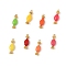 304 Stainless Steel Enamel Pendants, PVD Vacuum Plating, Real 18K Gold Plated, Candy Charm, Mixed Color, 26x8x6mm, Hole: 1.6mm
