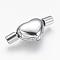 Tarnish Resistant 304 Stainless Steel European Style Clasps, Heart, Stainless Steel Color, 22.5x10x7mm, Hole: 3mm