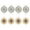 8Pcs 2 Styles Brass Pave Clear & Deep Sky Blue Cubic Zirconia Connector Charms, Flat Round Links, Real 18K Gold Plated, 13~13.5x17~20x2.5~4mm, Hole: 1.4mm, 4pcs/style
