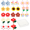 24Pcs 12 Style Resin Pendants, with Platinum Iron Peg Bail, Flower, Mixed Color, 23.5~32x17~25x5~7mm, Hole: 2mm, 2pcs/style