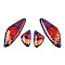 Transparent Resin Wing Earrings Pendants, Wings Charms, Sandy Brown, 39x15x3mm, Hole: 1.2mm, Small wings: 11x19.5x3mm