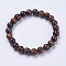 Natural Tiger Eye Beaded Stretch Bracelets, Round, 2 inch(52mm)