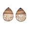Epoxy Resin & Walnut Wood Pendants, with Paillette/Sequin, Teardrop, Dark Salmon, 36x24.5x3.5mm, Hole: 2mm