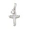 Brass Pave Natural White Shell Pendants, Crown Religion Cross Charms, Long-Lasting Plated, Lead Free & Cadmium Free, Rack Plating, Platinum, 21x12.5x3mm, Hole: 3.5x6mm