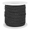 24 Yards Flat Metallic Polyester Elastic Cord, for Mask, Notebook Making Findings, Black, 1/4 inch(6mm)