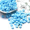 Opaque Colours Glass Seed Beads, Column, Light Sky Blue, 6x3mm, Hole: 1.4mm, about 2027pcs/pound