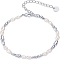 Oval Brass Beaded Bracelets for Women, with Plastic Pearl, Platinum, 6-1/4 inch(16cm)
