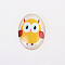Cartoon Owl Printed Glass Oval Cabochons, Gold, 30x20x6mm