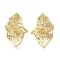 Brass Stud Earring Findings, with 925 Sterling Silver Needle, for Half Drilled Beads, Cadmium Free & Nickel Free & Lead Free, Real 18K Gold Plated, 19x13mm, Pin: 11.5x0.8mm