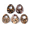 Natural Leopard Skin Jasper Large Hole Pendants, Egg Charms, 25~25.5x18~18.5x6~7mm, Hole: 7.5~9.5mm