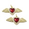 Brass Micro Pave Cubic Zirconia Pendants, Cadmium Free & Nickel Free & Lead Free, with Enamel, Heart with Wing, with Jump Ring, Matte Gold Color, 14x30.5x3.5mm, Hole: 3mm