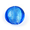 Handmade Silver Foil Glass Beads, Flat Round, Dodger Blue, 19~21x10~12mm, Hole: 1~2mm