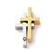304 Stainless Steel Pendants, with Clear Cubic Zirconia, Cross Charms, Ion Plating(IP), Golden & Stainless Steel Color, 25x15x5.5mm, Hole: 2.2mm