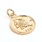 Brass Micro Pave Cubic Zirconia Pendants, with Jump Ring, Flat Round with Twelve Constellations, Clear, Golden, Leo, 18x14.5x1.5mm, Hole: 3mm
