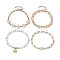 4Pcs 4 Styles Daisy Flower Alloy Enamel Charm Bracelet Sets, Star Acrylic & Handmade Polymer Clay Beaded Stretch Stackable Bracelets for Women, Golden, 7-1/4 inch(18.5cm), 1pc/style