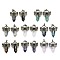 Natural Mixed Stone Faceted Pointed Bullet Big Pendants, Rack Plating Antique Silver Plated Alloy Butterfly Charms, Cadmium Free & Lead Free, 54x33.5x18.5~19mm, Hole: 6.5x7.5mm