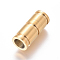 304 Stainless Steel Magnetic Clasps with Glue-in Ends, Ion Plating (IP), Column, Golden, 21x9mm, Hole: 6mm