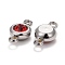 304 Stainless Steel Rhinestone Links Connectors, Flat Round, Stainless Steel Color, Light Siam, 12x6.5x4mm, Hole: 2mm
