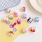 Acrylic Beads, Hand Drawn Beads, with Enamel, Cube, Mixed Color, 15.5x14.5x15.5mm, Hole: 4mm