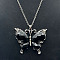 Fashionable Alloy Pendant Necklaces, with Jet Rhinestone, Butterfly