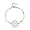 304 Stainless Steel Link Chain Bracelet Making, with Flat Round Tray and Lobster Claw Clasps, Stainless Steel Color, Non-Tarnish, Horse Eye, 7 inch(17.9cm), Tray: 18mm