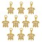 10Pcs Brass Micro Pave Clear Cubic Zirconia Pendants, Cadmium Free & Lead Free, Turtle, Golden, 16x10.5x2.5mm, Hole: 3.4mm
