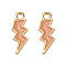 Alloy Enamel Pendants, Lightning Bolt, Light Gold, Dark Salmon, 20x7x1.5mm, Hole: 2mm