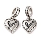 304 Stainless Steel Enamel European Dangle Charms, Love Heart Large Hole Pendants, Stainless Steel Color, 21mm, Hole: 4.5mm
