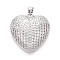 Brass Micro Pave Clear Cubic Zirconia Pendants, Cadmium Free & Lead Free, Heart, Platinum, 26x25.5x8mm, Hole: 5x3.5mm