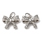 Brass Mirco Pave Cubic Zirconia Pendants, with Jump Ring, Bowknot Charms, Rack Plating, Long-Lasting Plated, Lead Free & Cadmium Free, Platinum, 10x12.5x4.5mm, Hole: 3.5mm