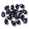 Faceted Teardrop Glass Pendants, Indigo, 22x13x7mm, Hole: 1mm