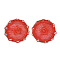 Polyester Woven Pendant Decorations, with Iron Findings, Flat Round with Star, Light Gold, Red, 40x2mm