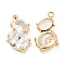 Brass with Glass Pendants, Oval Charms, Real 18K Gold Plated, 18x11x5mm, Hole: 1mm