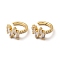 Rack Plating Brass Cubic Zirconia Cuff Earrings, Long-Lasting Plated Rectangle Jewelry for Women, Cadmium Free & Lead Free, Real 18K Gold Plated, 14x15x2mm