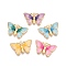 Rack Plating Alloy Enamel Pendants, Cadmium Free & Nickel Free & Lead Free, Light Gold, Butterfly Charm, Mixed Color, 13.5x21.5x2mm, Hole: 1.6mm