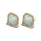 Natural Amazonite Stud Earrings, with Brass Findings and Cubic Zirconia, Faceted, Clear, Golden, 18x18mm, Pin: 0.6mm