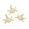 Natural Rose Quartz Pendants, Triple Moon Charms, with Golden Tone Rack Plating Brass Findings, Cadmium Free & Lead Free, 15x26x7mm, Hole: 6.5x4mm