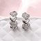 Brass Micro Pave Clear Cubic Zirconia Stud Earrings, Heart, Cadmium Free & Lead Free, Rack Plating, Long-Lasting Plated, Platinum, 19.5x8mm