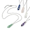 Natural Mixed Gemstone Faceted Bullet Shaped Pendant Necklaces, with 304 Stainless Steel Cable Chain, Platinum, 17.72 inch(45cm)