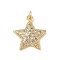 Brass Micro Pave Cubic Zirconia Pendants, Star, with Jump Ring, Lead Free & Cadmium Free, Long-Lasting Plated, Real 18K Gold Plated, 19.5x17.5x3.5mm, Hole: 3.5mm