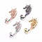 Brass Micro Pave Cubic Zirconia Links, Sea Horse, Mixed Color, 34x14x3mm, Hole: 1mm