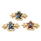 Rack Plating Brass Micro Pave Clear Cubic Zirconia Flower Links Connector Charms, with Enamel & Shell, Real 18K Gold Plated, Long-Lasting Plated, Lead Free & Cadmium Free, Mixed Color, 15x26x4mm, Hole: 1.4mm