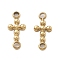 304 Stainless Steel Connector Charms, Ion Plating(IP), Cross, Real 14K Gold Plated, 12x5.5x1.5mm, Hole: 1.5mm