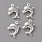 Brass Charms, Long-Lasting Plated, Dolphin, 925 Sterling Silver Plated, 15x10.5x3.5mm, Hole: 1mm